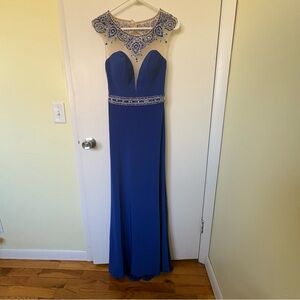 Cinderella Royal Blue Prom Dress with Beaded Details
